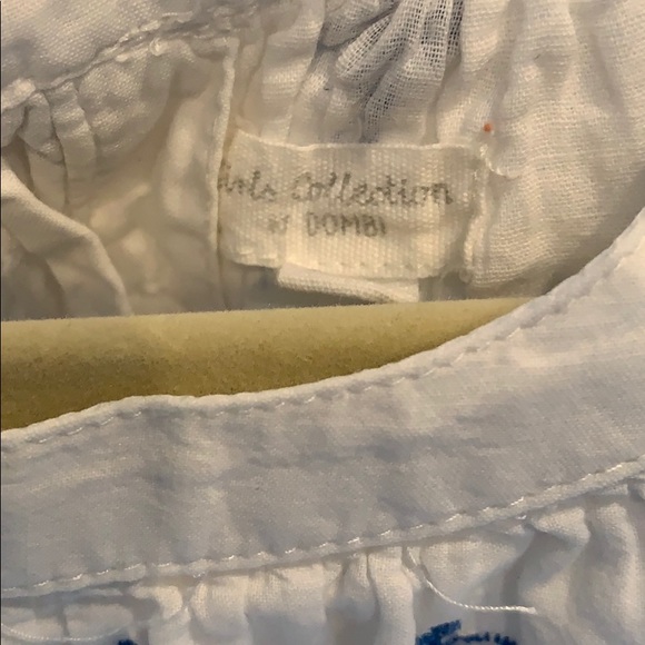 Summer Dress White w/Blue Embroidered Flowers - Picture 4 of 9